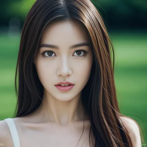 1girl, (goddess-like happiness:1.2), Kpop idol, floating hairs, brown eyes, (RAW photo:1.2), (photorealistic:1.4), (masterpiece:1.3), (intricate details:1.2), beautiful detailed, (detailed eyes), (detailed facial features), (25 years old female), petite, (looking_at_viewer:1.4), from_front, slim_legs, (best quality:1.4), (ultra highres:1.2), cinema light, outdoors, (extreme detailed illustration), (lipgloss, eyelashes, best quality, ultra highres, depth of field, caustics, Broad lighting, natural shading, 85mm, f/1.4, ISO 200, 1/160s:0.75), (RAW photo, best quality), (realistic, photo-realistic:1.3), best quality ,masterpiece, an extremely delicate and beautiful, extremely detailed ,CG ,unity ,8k wallpaper, Amazing, finely detail, masterpiece, best quality, extremely detailed CG unity 8k wallpaper, absurdres, incredibly absurdres, huge filesize , ultra-detailed, highres, extremely detailed, pureerosface_v1, beautiful detailed girl, extremely detailed eyes and face, beautiful detailed eyes, light on face, straight-on, staring, collarbone, bare shoulders, longeyelashes,