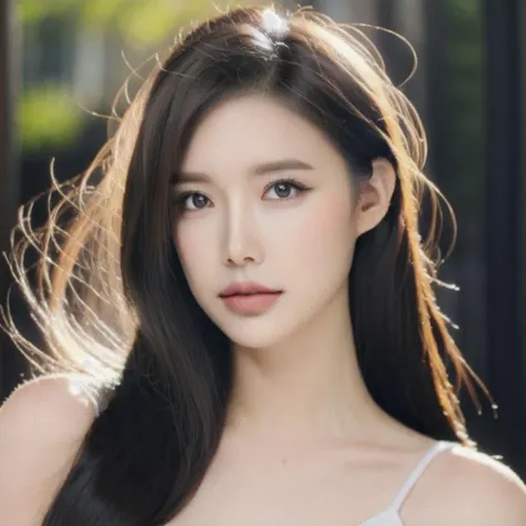 (goddess-like happiness:1.2), Kpop idol, floating hairs, brown eyes, (RAW photo:1.2), (photorealistic:1.4), (masterpiece:1.3), (intricate details:1.2), beautiful detailed, (detailed eyes), (detailed facial features), (25 years old female), petite, small breasts, narrow waist, (looking_at_viewer:1.4), from_front, slim_legs, (best quality:1.4), (ultra highres:1.2), cinema light, outdoors, (extreme detailed illustration), (lipgloss, eyelashes, best quality, ultra highres, depth of field, caustics, Broad lighting, natural shading, 85mm, f/1.4, ISO 200, 1/160s:0.75)