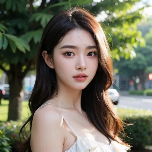 (goddess-like happiness:1.2), Kpop idol, full body, floating hairs, brown eyes, (RAW photo:1.2), (photorealistic:1.4), (masterpiece:1.3), (intricate details:1.2), naked, beautiful detailed, (detailed eyes), (detailed facial features), (25 years old female), petite, small breasts, narrow waist, (looking_at_viewer:1.4), from_front, slim_legs, (best quality:1.4), (ultra highres:1.2), cinema light, outdoors, (extreme detailed illustration), (lipgloss, eyelashes, best quality, ultra highres, depth of field, caustics, Broad lighting, natural shading, 85mm, f/1.4, ISO 200, 1/160s:0.75), (RAW photo, best quality), (realistic, photo-realistic:1.3), best quality ,masterpiece, an extremely delicate and beautiful, extremely detailed, unity, finely detail, masterpiece, best quality, extremely detailed CG unity 8k wallpaper, absurdres, incredibly absurdres, huge filesize , ultra-detailed, highres, extremely detailed, pureerosface_v1, beautiful detailed girl, extremely detailed eyes and face, beautiful detailed eyes, light on face, straight-on, staring, collarbone, bare shoulders, long eyelashes