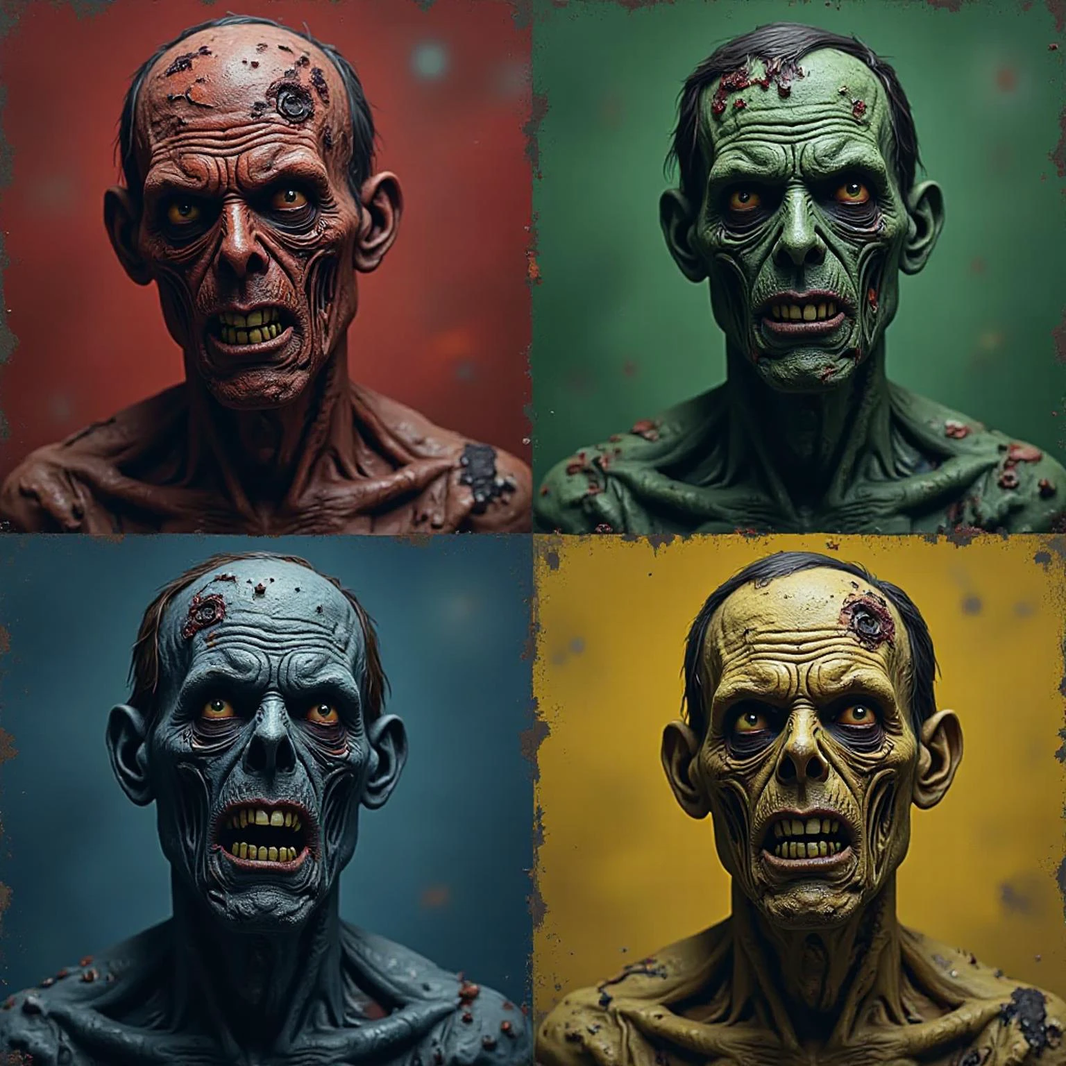 4 photos
red skin zombie, headlines, blue skin zombie, green skin zombie, yellow skin zombie, quadrality.
qdrltyCE style, z0mb1ec0re