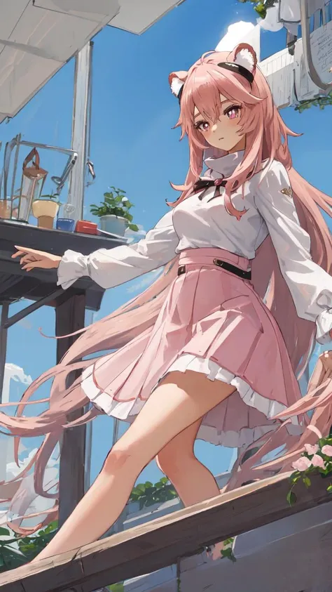 <lora:gravel5-22:1>, 1girl, pink hair, pink eyes, long hair, animal ears, white ballet dress, transparent skirt, correct anatomy, (masterpiece:1.2, best quality) BREAK well-endowed, mature,