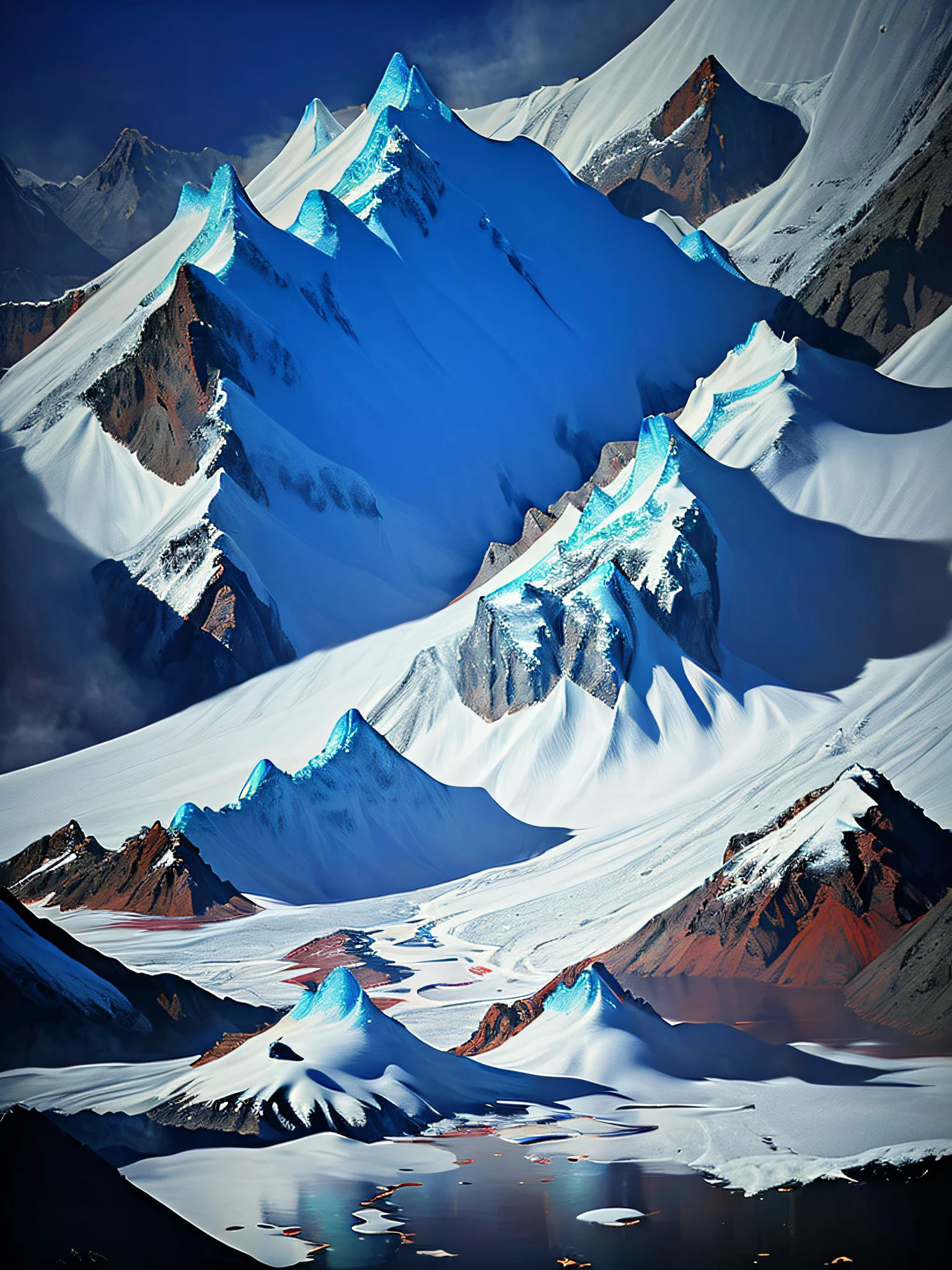 (masterpiece), (best quality), (official art, extremely detailed CG unity 8k wallpaper), (highly detailed), ((absurdres)), mid shot, (((masterpiece))), ((the best quality, super fine illustrations, beautiful and delicate water)), ((very delicate light)), ((nature, painting)), ((fine lighting, more transparent stars, high-quality snowflakes, high-quality mountains, very fine 8KCG wallpapers)), (plateau), (((snow mountain))), sunrise, randomly distributed clouds, (snow field), cliff, (( star sky)), ((lake in mountain stream)), luminous particles ,hiqcgbody,atdan,shinkai makoto,masterpiece, best quality, <lora:darkRedVampire_v10:1> <lora:sunAndShadow_v10:1> , bw
