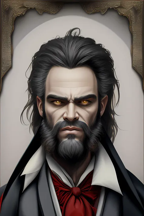 masterpiece, (absurdres) (detailed), man beard, suit, suit sleeves, vampire <lora:darkRedVampire_v10:1>