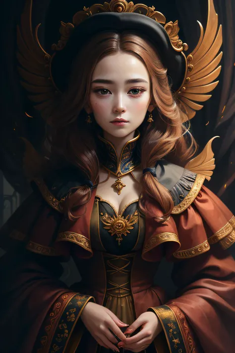 girl, inspired by remedios varo,   <lora:darkRedVampire_v10:0.4>