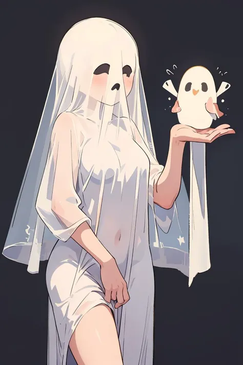 (masterpiece, best quality), 1girl, <lora:ghost_costume:1> ghost_costume