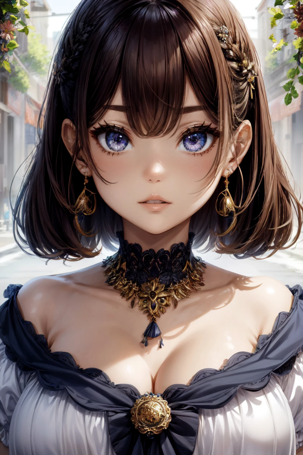 1girl, An abstract representation of the passage of time, with layers and marks suggesting the flow of moments, Aquamarine, Gowned, Enigma, Short, Firm, Square Face, Fair Skin, Red Hair, ice blue Eyes, Long Nose, Thin Lips, Receding Chin, Shoulder-Length Hair, Curly Hair, Bangs with Highlights, perky breasts, Hoop earrings, orange sheer lipstick, In a secret enclave, a mystical garden reveals, its ethereal blossoms exuding a captivating aura of magic, frown, anger, :] , breathtaking, intricate details, absurdres, highres, ultra detailed, highest quality, amazing details, <lora:add_detail:0.7> <lora:GoodHands-beta2:1>