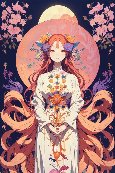 woman 
 in Surreal artisanal flower made entirely of Sun and Moon, highly detailed, fairytale, Miho Hirano, Victo Ngai, Kilian Eng, James Jean, Takato Yamamoto,  
intricate delicate carvings 
 ( masterpiece,    ) (best quality)