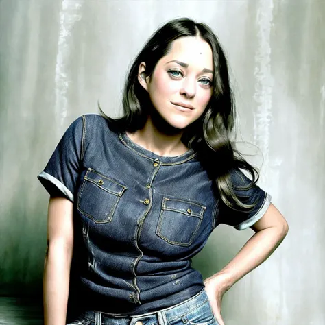 a professional full body photograph of marion_cotillard, <lora:marion_01_768_343samples:1>,long brunette hair, t-shirt and jeans, (smiling:0.5),