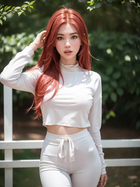 (A girl running on footpath , white running uniform), (sweating:1.2), (full body:1.3) ,(1girl:1.3, solo:1.2), female focus, marathon ,
perfect(face ,eyes , nose, hands , arms), soft light , detailed fingers, extremely detailed eyes and face, beautiful detailed nose, beautiful detailed eyes,
(RAW photo, best quality:2.0), (realistic, photo-realistic:2.0), extremely detailed, CG, unity , 8k wallpaper, Amazing, finely detail, (masterpiece:2.0, best quality:2.0), realistic, (real picture, intricate details, depth of field), (ultra highres:1.3)
beautiful detailed girl, huge breasts, thick thighs, wide hips, small waist, tall, glossy pink lips, red eyes, (((medium hair:1.3), pink red hair, floating hair novafrogstyle)), elegant ,slender figure, dynamic posture,