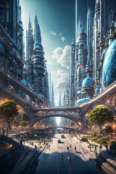 ((masterpiece)), (best quality), official art, extremely detailed CG, unity 8k wallpaper, ultra detailed, detailed background, vivid color, photorealistic, 
landscape, future city, girls, 
 <lora:Science and technology:0.8>