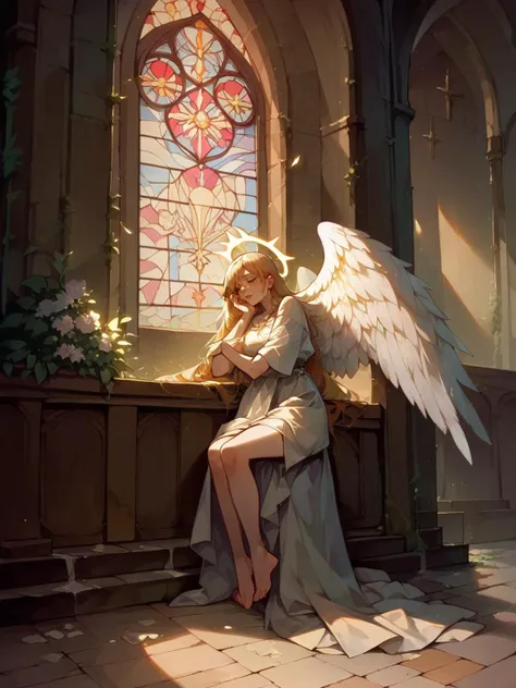 score_9, score_8_up, score_7_up, score_6_up, halo, <lora:churchXLP:0.5> church, indoors, stained glass, sexy, <lora:w1ngsXLP:0.8> 1girl, angel wings, long hair,