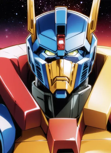 portrait of optimus prime, transformer, robot, mecha, jojo no kimyou na bouken, cosmos, universe, space, <hypernet:sxz-jojo-v1-3000:0.6>