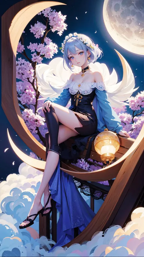 ((best quality)), ((masterpiece)) Moon, Luna, Goddess, Flower