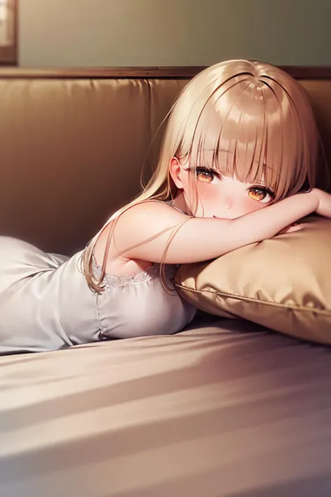 (masterpiece), (best quality),  (ultra detailed), (disheveled hair),(illustration), (1girl), <lora:mahiro:1>, mahiru shiina, indoors, full body, lying on stomach, on yellow sofa, light smile, blush, beautiful detailed eyes,delicate beautiful face, (high saturation), looking at viewer, simple white dress, perfect body