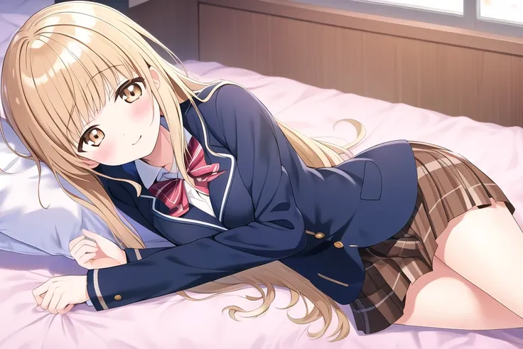 masterpiece, 1girl, Mahiru Shiina, school uniform, laying, on bed, on side
<lora:mahiruShiinaTheAngelNext_1:1>