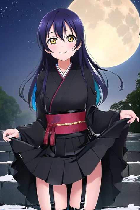 <lora:GoodHands-beta2:0.333>
(best quality:2.0), (highres:2.0), (perfect anatomy:1.4), (perfect lighting:1.4), (vivid color:1.4), (detailed face and eyes:1.2),
(1girl:1.2, solo:1.2), upper body, standing, (g0thk1m0n0:1.6), Black goth kimono, (latex:1.2), (skirt hold:1.3), sleeves past wrists,
night, (moon:1.3), moonlight
ADDCOMM
<lora:UmiLL_v1:0.267:0.267:lbw=LBW_LL> <lora:LLAS_v30:0.233:0.233:lbw=LBW_LLASV2> <lora:Lovelive:0.133:0.133:lbw=LBW_LoveliveV4> <lora:LessHighlightEyes:-0.133>
(best quality:2.0), (highres:2.0), (perfect anatomy:1.4), (perfect lighting:1.4), (vivid color:1.4), (detailed face and eyes:1.2),
(aged down:1.1), (big pupils:1.1), (Yellow Eyes:1.3), (sonoda umi:1.2), Blue hair, (long hair:1.2), straight hair, swept bangs, hair between eyes, (lips:0.8), (huge breasts:1.2), narrow waist, blush, (closed mouth:1.4), smile,
(g0thk1m0n0:1.6), Black goth kimono, (latex:1.2), (skirt hold:1.3), sleeves past wrists,
ADDROW
<lora:g0thk1m0n0:0.267> <lora:latex_huger_c7-1+76-1+64-4:0.167>
(best quality:2.0), (highres:2.0), (perfect anatomy:1.4), (perfect lighting:1.4), (vivid color:1.4), (detailed face and eyes:1.2),
(g0thk1m0n0:1.6), Black goth kimono, (latex:1.2), (skirt hold:1.3), sleeves past wrists,
garter straps
