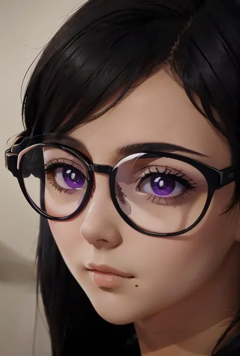 (masterpiece, best quality), 1girl, <lora:Hizuro Minakata:0.8> purple eyes_black hair_long hair_glasses