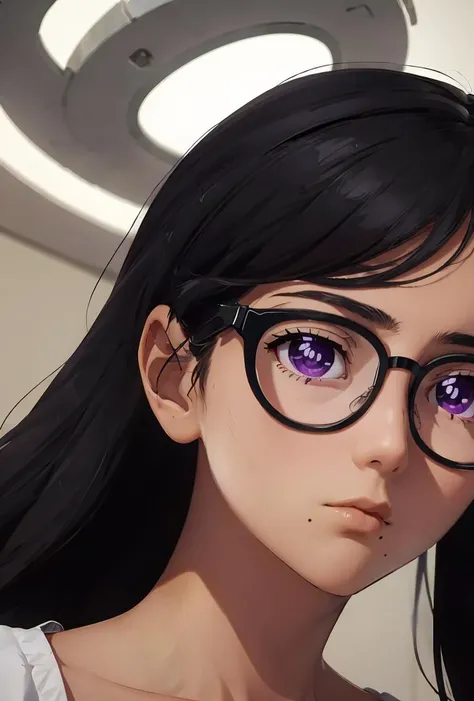 (masterpiece, best quality), 1girl,    <lora:Hizuro Minakata:0.8> purple eyes_black hair_long hair_glasses