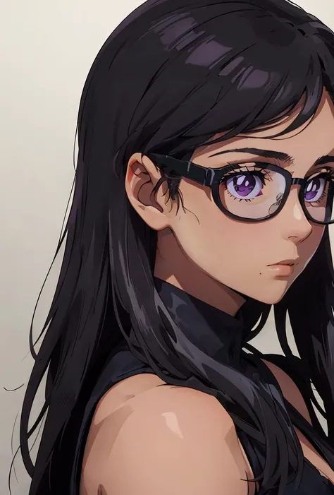 (masterpiece, best quality), 1girl, <lora:Hizuro Minakata:0.8> purple eyes_black hair_long hair_glasses
