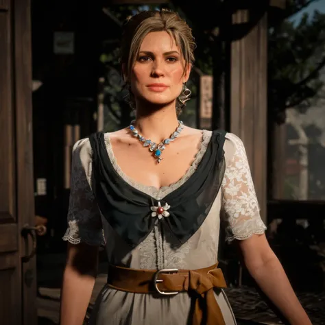 handsome woman in western dress, rdr2game style <lora:RDR2V1.2-000012:1>