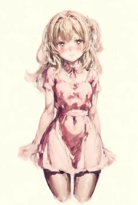 (masterpiece, best quality), 1girl, blonde hair, red dress, pantyhose, cute face, blush, <lora:add_detail:1>