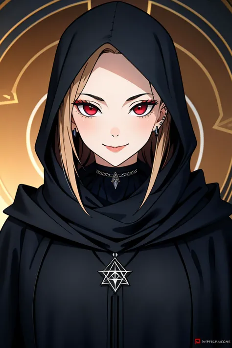 ((Masterpiece, best quality)),edgQuality,smirk,smug, hair inside the hood,short hair,
edgCultist, solo, looking at viewer, blue eyes, 1girl, upper body, male focus, hood, facial hair, cross, cloak, hood up, pentagram ,wearing edgCultist_hood,ominous,dark
<lora:edgCultistHood:0.85> <lora:MarinKitagawa:0.65>gradient blonde hair color, piercings, choker,red eyes,
