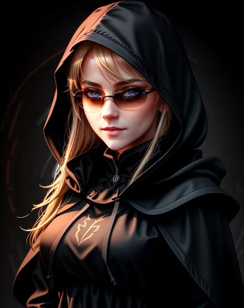 ((Masterpiece, best quality)),edgQuality,smirk,smug, hair inside the hood,
edgCultist, 1girl, solo, (blonde Nadia with sunglasses and a choker), looking at viewer, hood, glowing eyes , black background, portrait, glowing eyes, cloak, dark, hooded cloak ,wearing edgCultist_hood,ominous,dark
<lora:edgCultistHood:1> <lora:Ultimate_Nadia:0.5>