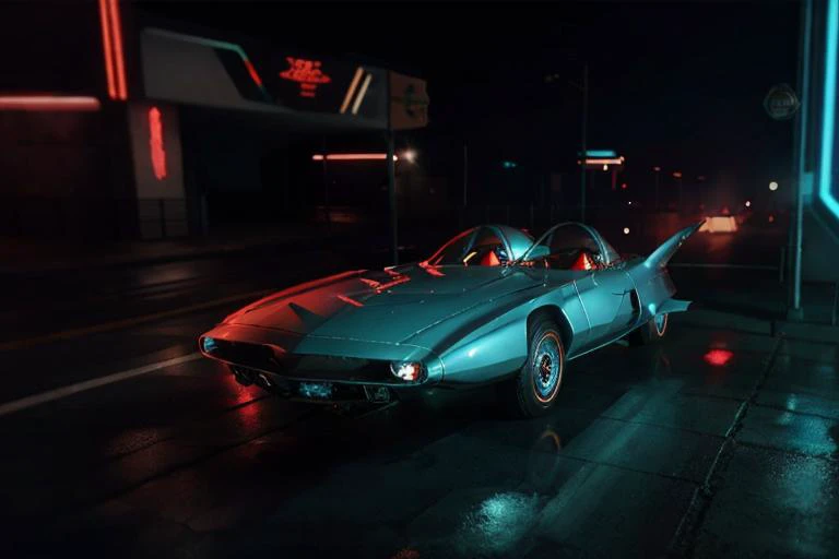 analog gloomy photo of a GM Firebird 3 car, <lora:gmf1r3b1rd3:1>, racing down a neon avenue at night, neon city, outrun, synthwave, retrowave, red sky, ((cyberpunk)), nighttime, High Detail, Sharp focus, ((photorealism)), realistic, best quality, 8k, award winning, dramatic lighting, epic, cinematic, masterpiece, atompunk, dutch angle, volumetric lights, ambient fog:1.3,