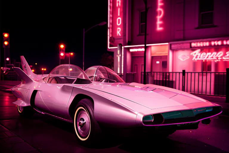 analog gloomy photo of a GM Firebird 3 car, <lora:gmf1r3b1rd3:1>, racing down a neon avenue at night, neon city, outrun, synthwave, retrowave, red sky, ((cyberpunk)), High Detail, Sharp focus, ((photorealism)), realistic, best quality, 8k, award winning, dramatic lighting, epic, cinematic, masterpiece, dutch angle, volumetric lights, ambient fog:1.3,
