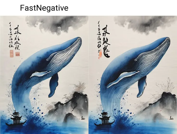 Chinese splash ink painting, blue whale in the sky,