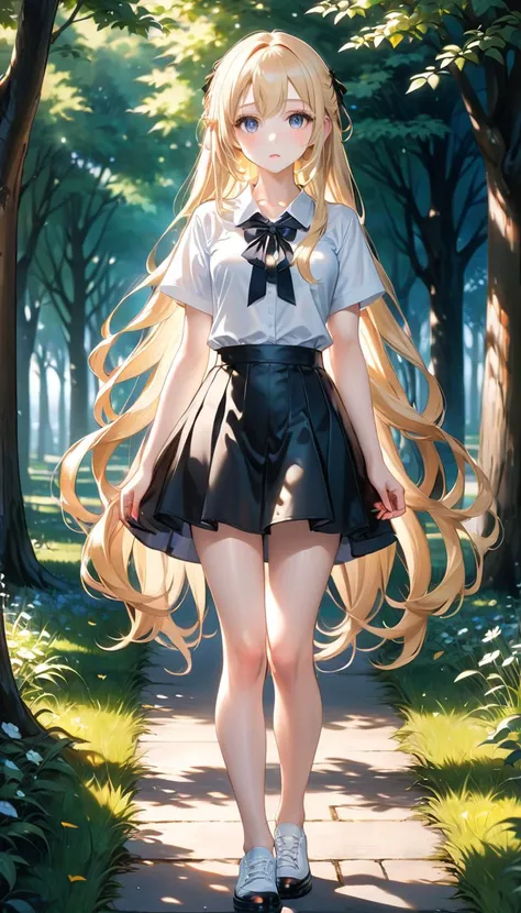 (full body:2) anime painting of a beautiful pale girl,<lora:faces_v3:1>,long blonde hair,looking at viewer,short skirt,tshirt,professional photography,<lora:DetailedEyes_V3>,shoes,centred,outdoor,<lora:ClearHand-V2:2>,legs,feet,