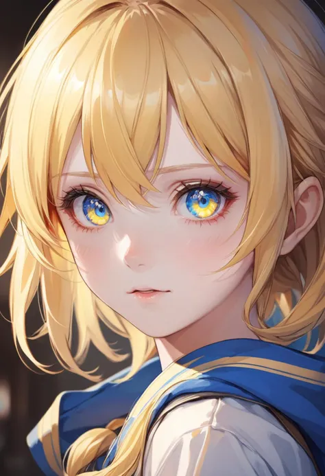 1girl, beautiful eyes, blue eyes, multicolored eyes, yellow pupils, anime, colorful, soft lighting, detailed shadows, best quality, extremely detailed, absurdres