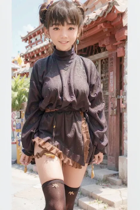 <lora:dingzhenlora_v1:1>, best quality, ultra high res, (photorealistic:1.4), 1girl, japanese high school uniform, short skirt, (black pantyhose:1), (Kpop idol), (aegyo sal:1), huge breasts, (light brown short ponytail:1.2), ((puffy eyes)), looking at viewer, smiling, cute, full body, streets, outdoors