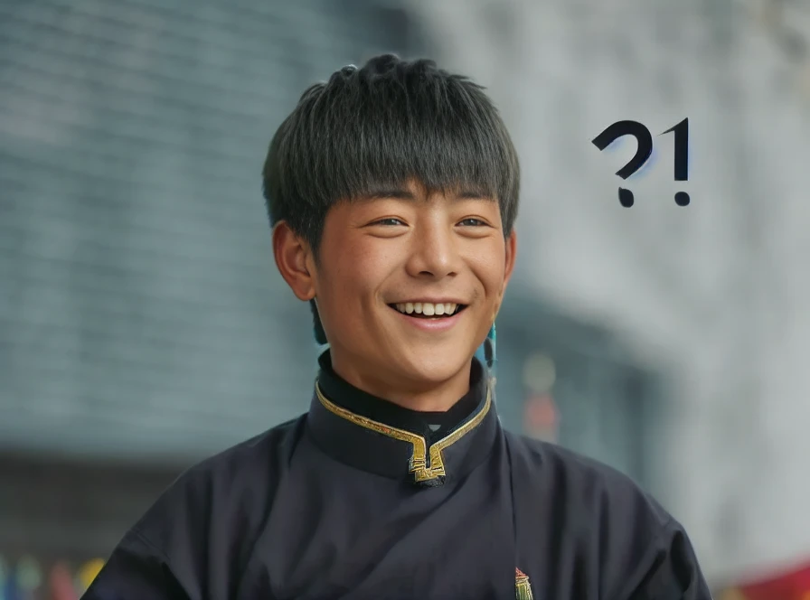 Masterpiece, best quality, 1 man,[ tibetan clothes], grin, <lora:dingzhenlora_v1:1>,boy,?!,