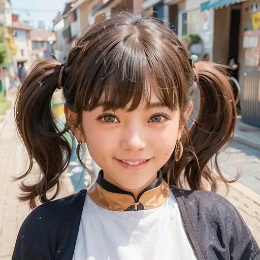 <lora:koreanDollLikeness_v15:0.8>, <lora:dingzhenlora_v1:0.6>, <lora:japaneseDollLikeness_v10:0.4>best quality, ultra high res, korean clothing, (photorealistic:1.6), 1 girl, grin, (closeup of face), (black pantyhose:1), (aegyo sal:1), small breasts, (light brown short twintails \(hairstyle\) :1.5), ((puffy eyes)), looking at viewer, smiling, ((cute)),streets, outdoors,full body,slim,hair ribbon, dress