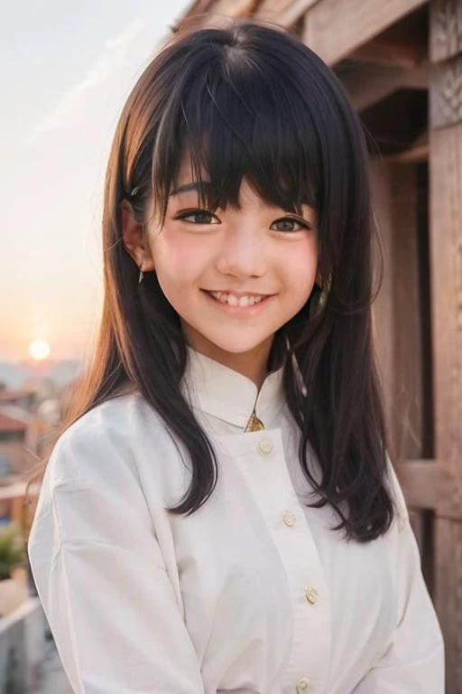 masterpiece, best quality,
1girl, upper body,
white shirt, grin, white hair, very long hair,
sunset, realistic,
<lora:dingzhenlora_v1:0.8>