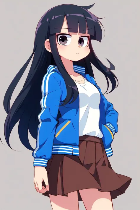 (best quality, masterpiece, hires), <lora:Marco_-_Marco_and_the_Galaxy_Dragon:0.8>, Marco, 1girl, blue jacket, black hair, long hair, skirt, ((dot eyes)), black eyes, <lora:hyperrefiner_v090:0.8>, cowboy shot ,cartoon, toony