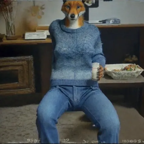 solo, 1girl, (anthro mature female fox wearing jeans and a sweater), real, paws, detailed fur, realistic, photo, vhs, distortion, glitch, 90VHS, vhs still from tv, vhs from documentary, vhs commercial, home , family reunion, thanksgiving, <lora:VHS3:0.5> <lora:Furtastic_Detailer:0.2> <lora:badvhs_v1:1>
