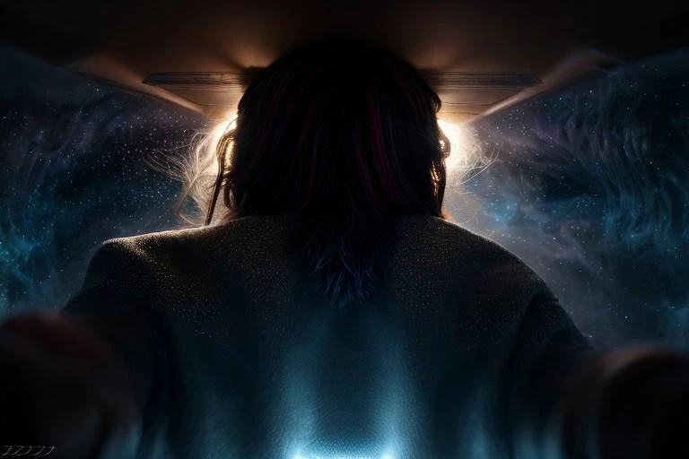 An elegant spaceship flies through a nebula, view from above, suspenseful atmosphere, ultra realistic, hyper detailed, sci-fy, cinematic lighting, highlights, gritty atmosphere, RAW, (realistic photo, best quality, detailed), (8k wallpaper), (cinematic lighting, dramatic lighting), (sharp focus, intricate), zzspczz