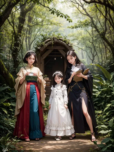 multiple girls, 3girls,books,short hair,smile
4K image, a woman, her hair styled like an enchanting forest canopy, eyes sparkling with magic. Dressed in a gown crafted from woven leaves and flowers, she stands in a whimsical fairy forest where woodland creatures gather. The scene, under the soft glow of fairy lights, depicted in the style of a magical woodland painting.
<lora:tw:0.7>
masterpiece, best quality, official art,
