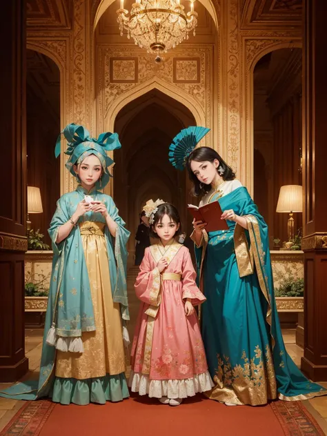 multiple girls, 3girls,books,short hair,smirk
High-definition image, a woman with hair styled like a peacock's tail, eyes sparkling with grandeur. Wearing a dress crafted from woven peacock feathers, she stands in a royal garden where peacocks recite poetry. The scene, illuminated by the golden sunset, depicted in the style of a Mughal miniature painting.
<lora:tw:0.7>
masterpiece, best quality, official art,