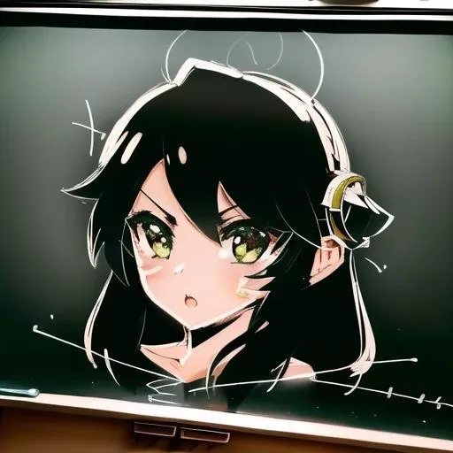 (masterpiece),(cinematic lighting),detailed face,1girl,<lora:blackboard:1>,chalkboard,(best quality),