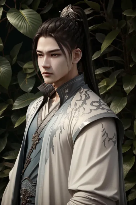 (Masterpiece:1.4), (best quality:1.2), <lora:qingge_liu-000010:1>, liu qingge, 1boy, male focus, chinese clothes, ponytail, hair ornament, upper body,