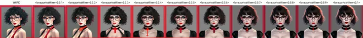 portrait, rendered,
(masterpiece), best quality, expressive eyes, perfect face, a woman with a cross on her neck and red eyeglasses, 1girl, solo, black hair, curly hair, looking at viewer, choker, red lips, glasses, upper body, bangs, cross, bare shoulders, red-framed eyewear, shirt, cleavage,
high quality, best quality, WORD