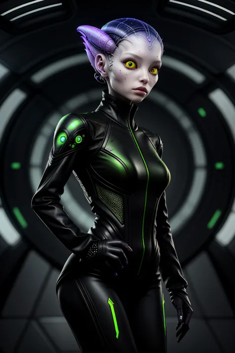 Techwear fashion a lewd lady alien god wearing glasses, with messy hair, nose blush, half-closed eyes, open mouth, lying on her desk, face up, back down, spread her legs, front view, full body, solo. Futuristic, cyberpunk, urban, tactical, sleek, dark, highly detailed<lora:Alien_God_V3:1><lora:Alien_God_V3:1>