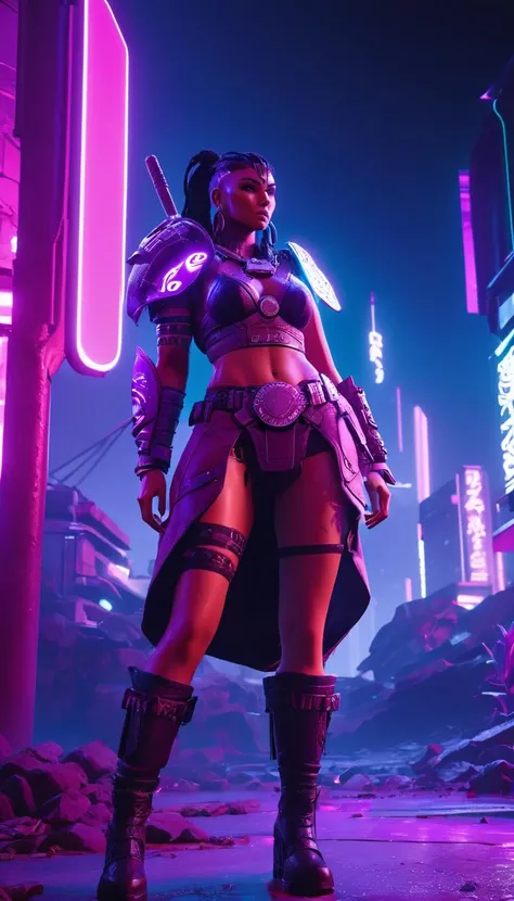 neonpunk style Cinematic scene, hero view, d4b barbarian <lora:diablo_4_barbarian_xl_v1:1>, action pose, detailed background, masterpiece, best quality, high quality, absurdres . cyberpunk, vaporwave, neon, vibes, vibrant, stunningly beautiful, crisp, detailed, sleek, ultramodern, magenta highlights, dark purple shadows, high contrast, cinematic, ultra detailed, intricate, professional