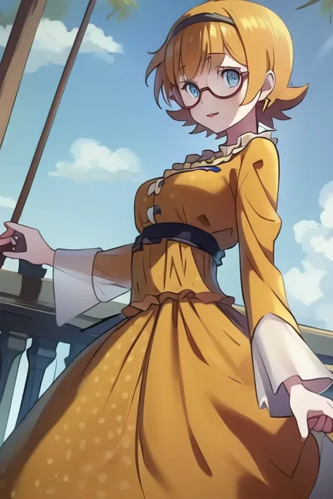 lotte jansson, yellow dress, masterpiece, best quality