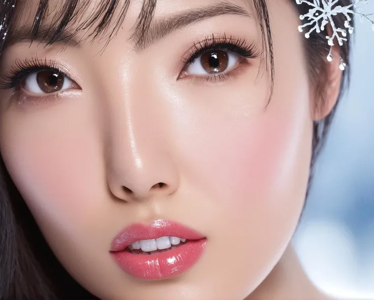 <lora:hitomi-xlv1:1.0>, (hitomi:1.2), woman with detailed eyes, background, Snowing, frosty, ice cold Process Art, Side lighting, sharp and in focus, ultra high res, lipgloss