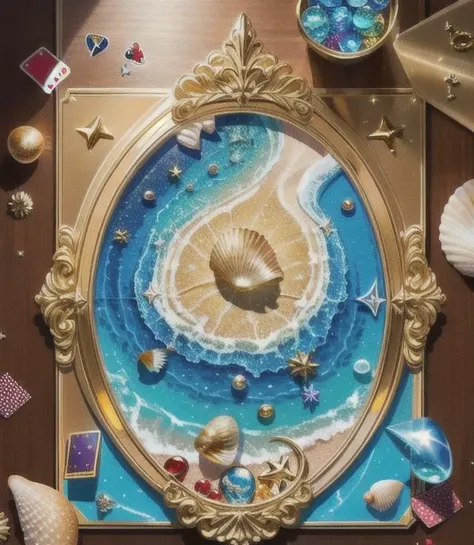 Bling, splash, explosion, gold, HD, Photo, Seashell, Cards, in Marbles, Puzzle, Toy, table