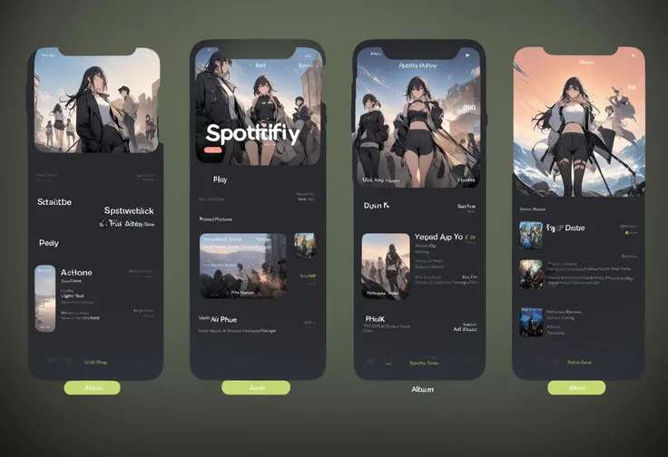 <lora:UiUX-SDXL:1> Iphone spotify app, ui-ux, album cover, iphone, masterpiece, best quality,